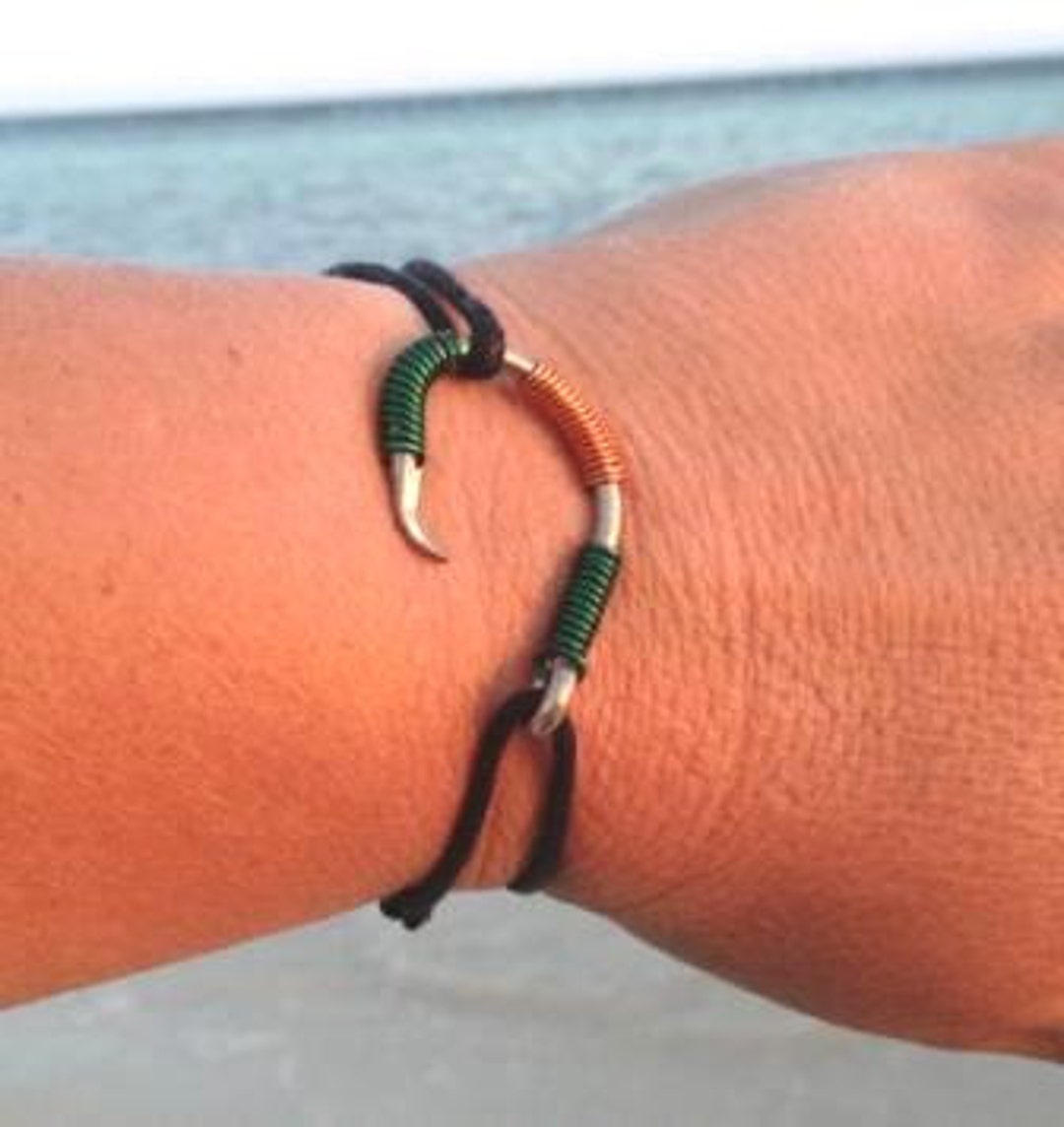 The REAL FISH HOOK Bracelet/anklet Green and Orange on Etsy
