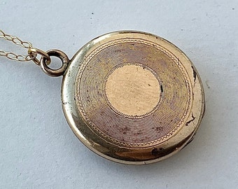 Antique Victorian Round Engraved Locket Necklace Gold Filled Locket Vintage Jewelry Gift