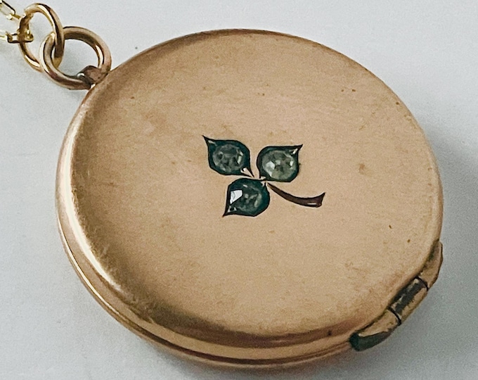 Featured listing image: Victorian Gold Filled Clover Paste Stone Locket