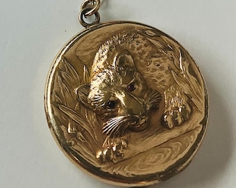 Victorian Gold Filled Leopard Locket