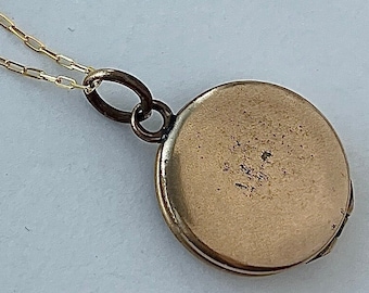 Antique Victorian Round Engraved Locket Necklace Gold Filled Locket Vintage Jewelry Gift