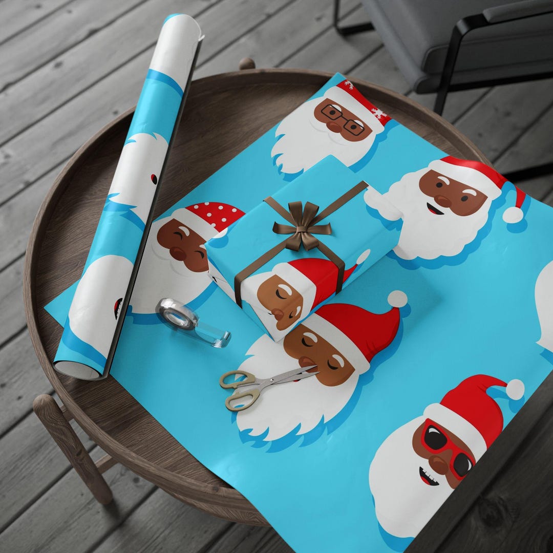 Santa Ramp Paper Black Santa Wrapping Papers - Etsy
