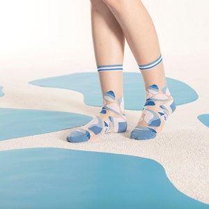 Glacial Lake Sky Transparent Sheer Socks see-through socks womens socks colorful fun & comfortable socks image 3