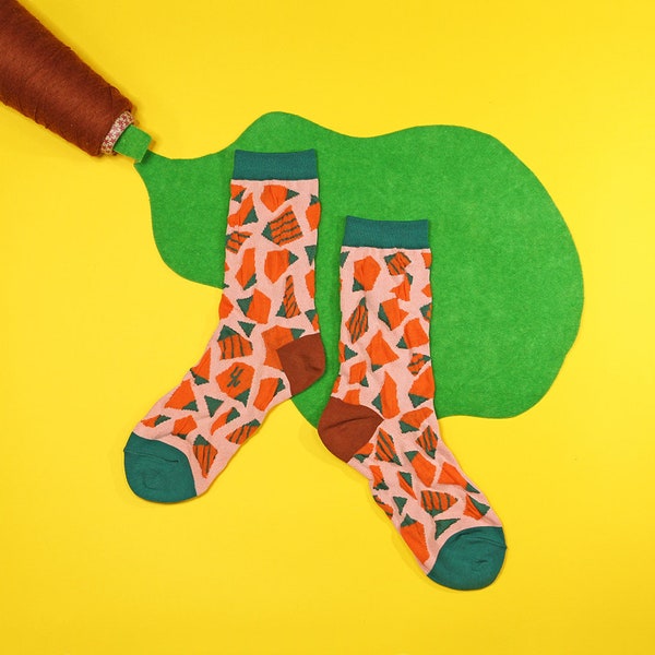 Stone Steps Orange Unisex Crew Socks | mens socks | womens socks | colorful fun & comfortable socks