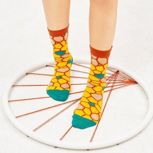 Honeycomb Yellow Transparent Sheer Socks | see-through socks | womens socks | colorful fun & comfortable socks