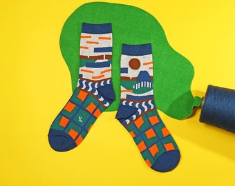 Rocky Yard Marl Grey Unisex Crew Socks | mens socks | womens socks | colorful fun & comfortable socks