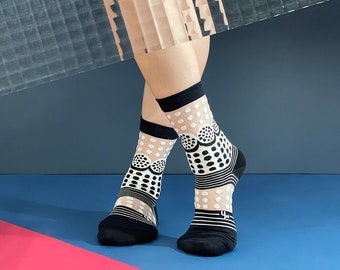 Punch Card Black See Through Socks | Transparent Socks | Sheer Socks | Women Socks | Colorful Fun & Comfortable Socks