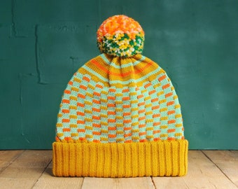 Mustard Circus Detachable Pom Pom Beanie Hat | for men | for women | colorful & cozy | handmade customized gift
