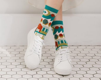 Happiness Factory Jade  Unisex Crew Socks | Yu Square x WantHow | mens socks | womens socks | colorful fun & comfortable socks