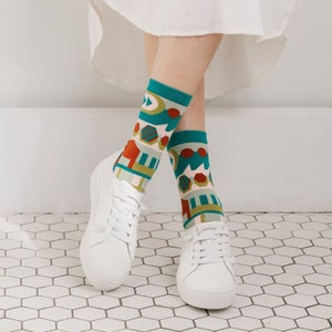 Happiness Factory Jade  Unisex Crew Socks | Yu Square x WantHow | mens socks | womens socks | colorful fun & comfortable socks