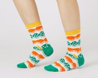 Wave White Unisex Crew Socks | Yu Square x inBlooom | mens socks | womens socks | colorful fun & comfortable socks