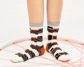 Balcony White Unisex Crew Socks | mens socks | womens socks | colorful fun & comfortable socks