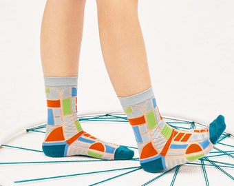 Stained Glass Grey Transparent Sheer Socks | see-through socks | womens socks | colorful fun & comfortable socks