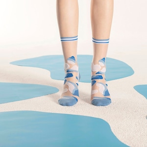 Glacial Lake Sky Transparent Sheer Socks see-through socks womens socks colorful fun & comfortable socks image 1