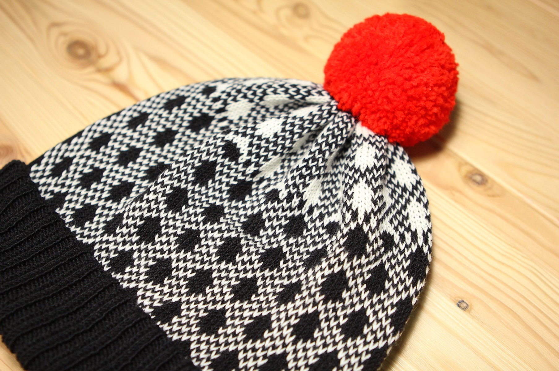 Black Noise Detachable Pom Pom Beanie Hat for Men for Etsy