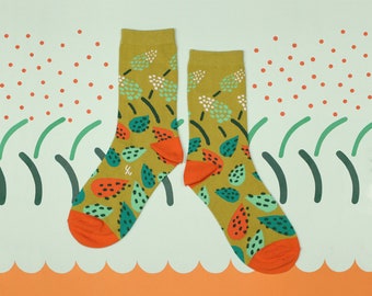 African Hosta Wasabi Unisex Crew Socks | cotton socks | colorful fun & comfortable socks