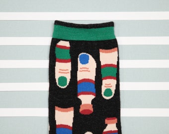 Fingerpaint Black Unisex Crew Socks | cotton socks | colorful fun & comfortable socks