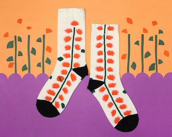 Maidenhair Fern White Unisex Crew Socks | cotton socks | colorful fun & comfortable socks