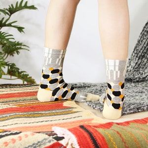 Diamonds Marl Grey Unisex Crew Socks cotton socks colorful fun & comfortable socks image 4