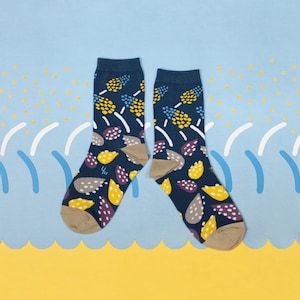 African Hosta Denim Unisex Crew Socks cotton socks colorful fun & comfortable socks image 1