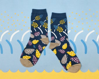 African Hosta Denim Unisex Crew Socks | cotton socks | colorful fun & comfortable socks