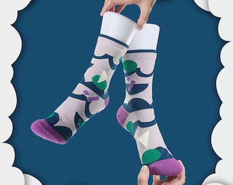 Acid Rain Warm Grey Unisex Crew Socks | Patterned Socks | Colorful Fun & Comfortable Socks
