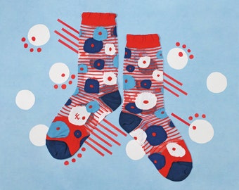 Coin Plant Red Transparent Sheer Socks | see-through socks | womens socks | colorful fun & comfortable socks
