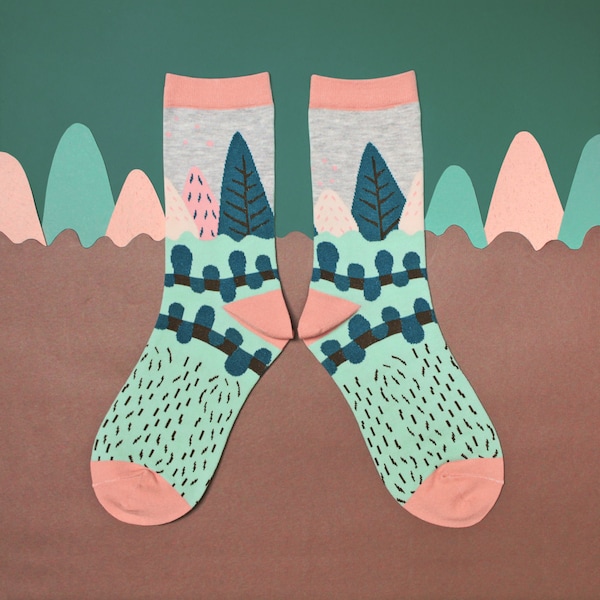 Path Grey Unisex Crew Socks | mens socks |  womens socks | colorful fun & comfortable socks