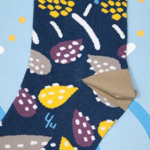 African Hosta Denim Unisex Crew Socks cotton socks colorful fun & comfortable socks image 3