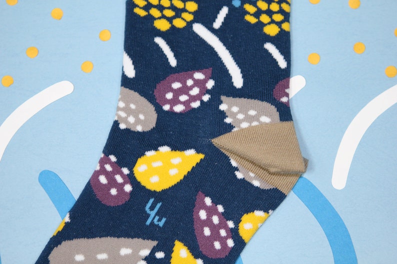 African Hosta Denim Unisex Crew Socks cotton socks colorful fun & comfortable socks image 3