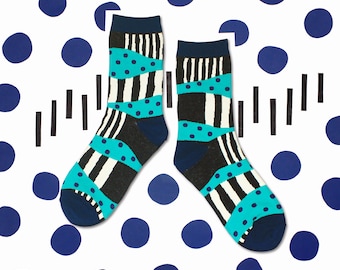 Sandbank Black Unisex Crew Socks | mens socks |  womens socks | colorful fun & comfortable socks