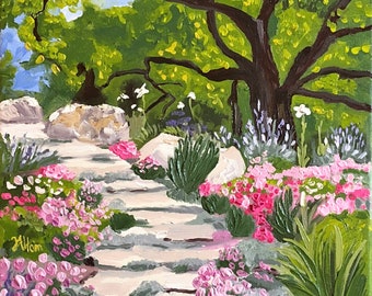 The Border Garden | Original Garden Oil Painting | English Country Garden Art | Timeless Interior Art | Sissy Altom