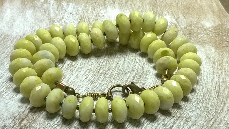 Vibrant Lemon Jade Centerpiece Plump Necklace Mod Chic Lime Green Yellow Genuine Gemstones for Her@ IndigoLayne