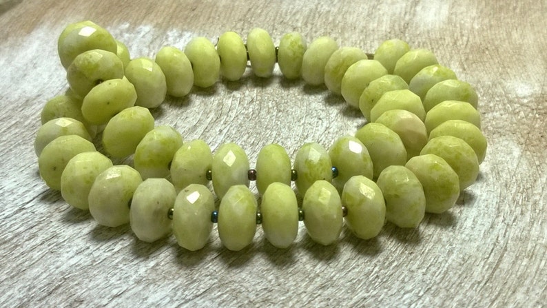Vibrant Lemon Jade Centerpiece Plump Necklace Mod Chic Lime Green Yellow Genuine Gemstones for Her@ IndigoLayne