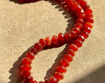 Carnelian Necklace | Silk Knotted Gemstone Necklace | Faceted Carnelian Jewelry