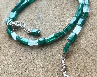 Aventurine & Rock Quartz Necklace | Green Gemstone Necklace | Sterling Silver