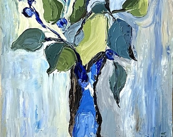 The Blue Bottle | Original Floral Still Life Painting