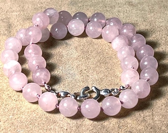 Madagascar Rose Quartz Necklace | Silk Knotted Rose Quartz Necklace