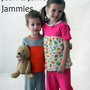 Jean & Jamey Jammies PDF Sewing Pattern Pajama Sewing Pattern PJ Pants Toddler Pajama image 1