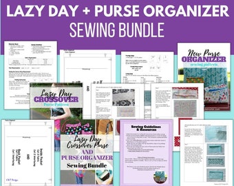 Lazy Day Crossover Bag + Purse Organizer Pattern Bundle, purse organizer, purse, shoulder bag, pdf pattern, tote bag, kids purse, mommy & me