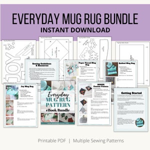 Mug Rug Muster, Mug Rug Bundle, DIY Mug Rug Muster, Muster Bundle, Untersetzer, Küche nähen, Urlaub Mug Rug, Weihnachten