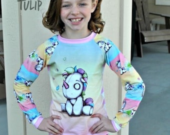 Patrón de pijama para niños: Pijama unisex con mangas raglán (tallas 12 meses a 12 años) (patrón PDF)