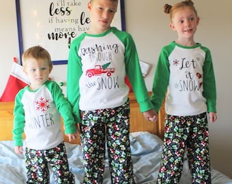 Happy Holiday Pajama Top and Pants | PDF Sewing Pattern | pajama sewing pattern for kids | toddler pajama | girl pajama, kids pajama pattern