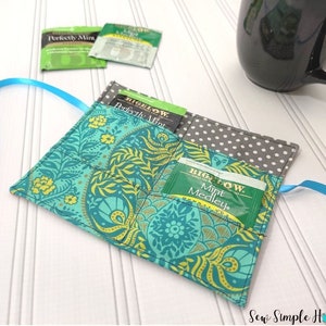 Tea wallet pattern, Tea bag holder, small tea bag holder pattern, sewing pattern, kitchen sew, tea to go, tea bag wallet, instant download