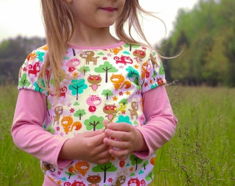 Tinley Tee Girls Sewing Pattern: Knit T-Shirt with Sleeve Options (PDF Pattern)