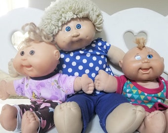Molde para costurar roupas de boneca Cabbage Patch: vestido, body e leggings (PDF)