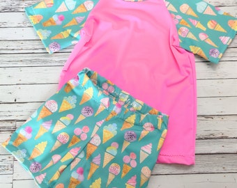 Swim Rash Guard and Boy Shorts Sewing Pattern: Kids Swimsuit (PDF Pattern)