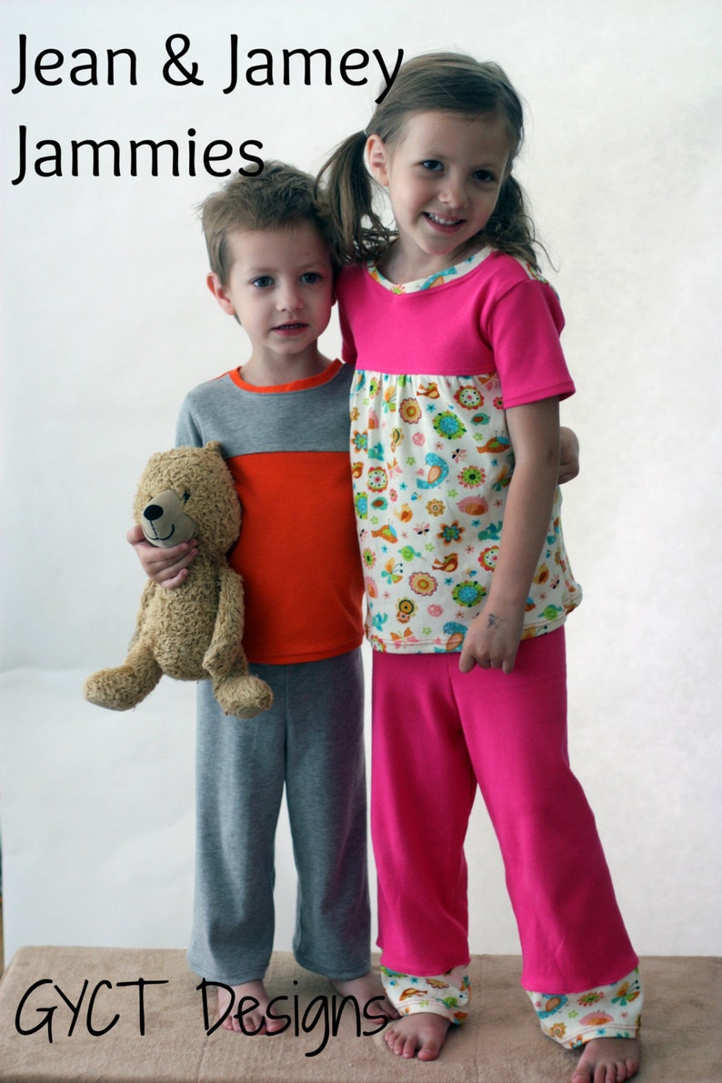 Jean & Jamey Jammies PDF Sewing Pattern Pajama Sewing Pattern PJ Pants Toddler Pajama image 1