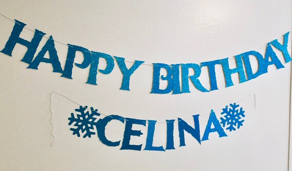 Happy Birthday Banner In Frozen Inspired Font Etsy