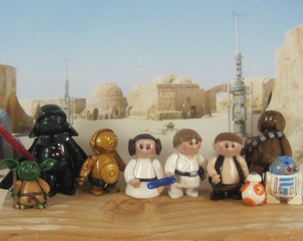 Original Star Wars Characters miniatures for fairy gardens, OOAK, cake toppers, collectible